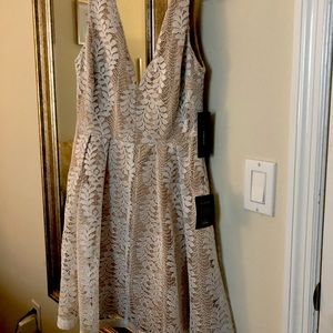 Short, white and nude lace dress.